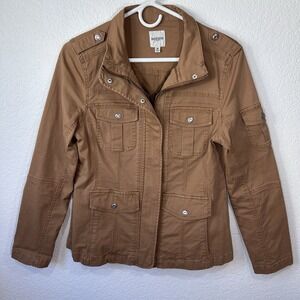 Kensie Jeans Women's Utility Jacket Light Brown Zipper Snap Closure Size M